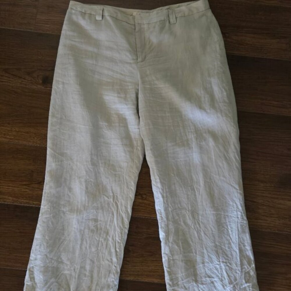 MERONA Wide Leg Linen Pants Pockets Fully Lined Beige Lightweight Size 18